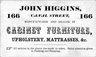 Brooklyn Museum: Business Card, John Higgins, 166 Canal Street
