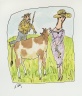 Untitled (Cow Adoring Lady and Getting Scolded by Farmer)