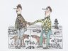 [Untitled] (Two Men on Sidewalk) (recto) and [Untitled] (Figures and Sculpture Busts) (verso)