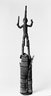 Brooklyn Museum: Figure of a Male Stilt Dancer Holding Knife and Horn