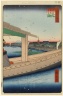 Brooklyn Museum: Distant View of Kinryuzan Temple and Azuma Bridge (Azumabashi Kinryuzan Enbo), No. 39 from One Hundred Famous Views of Edo