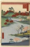 Brooklyn Museum: Open Garden at Fukagawa Hachiman Shrine, No. 68 from One Hundred Famous Views of Edo