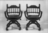 Pair of Armchairs (x-frame)                                    (Renaissance Revival style)