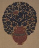 Textile of Vine Growing in Urn