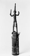 Brooklyn Museum: Figure of a Male Stilt Dancer Holding Knife and Horn