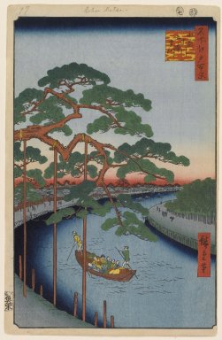 Brooklyn Museum: Five Pines, Onagi Canal, No. 97 from One Hundred Famous Views of Edo