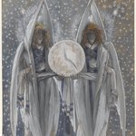 Angels Holding a Dial Indicating the Different Hours of the Acts of the Passion (Anges tenant un cadran indiquant les diff&eacute;rentes heures des actes de la passion)