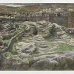 Reconstruction of Golgotha and the Holy Sepulchre, Seen from the Walls of Herods Palace (Reconstitution du Golgotha et du Saint-S&eacute;pulcre. Vu des murs du palais dH&eacute;rode.)