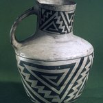 Pitcher with Black on White Geometric Designs