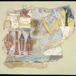 Fragment of a Tomb Painting with Seated Woman Holding a Lotus