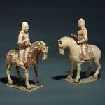 Male Figure Riding Horse, One of Pair