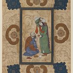 Young Woman Offering Wine to a Sage