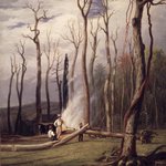 Spring--Burning Trees in a Girdled Clearing, Western Scene