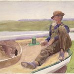Recto: [Untitled] (Man in Boat) 
Verso: [Untitled] (Beach Scene)