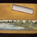 Small Card Decorated with Landscape (recto) and Stylized Chrysanthemum (verso)