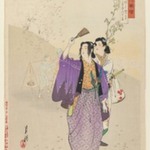 Dandies Admire Falling Cherry Blossoms