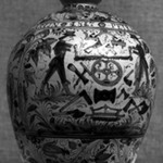 Jug Depciting Scene of a Workshop with Two Men Sawing