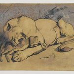 Lioness Devouring a Rabbit