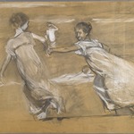 [Untitled] (Girl Leading Girl by the Hand, Boy Looking On)