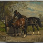 Two Horses at a Wayside Trough