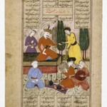 Bahram Gur and Courtiers Entertained by Barbad the Musician, Page from a manuscript of the Shahnama of Firdawsi (d. 1020)