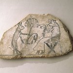 Figured Ostracon Showing a Cat Waiting on a Mouse
