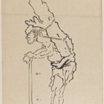 Drawing of Man Resting on Axe and Carrying Part of Tree Trunk on His Back