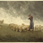 Shepherdess Tending Sheep
