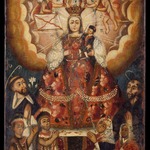 Madonna with Christ Child, Saint Dominic, Saint Francis, and Indian Worshippers