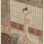 Courtesan in Night Attire Standing on a Verandah