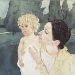 Mother and Child Before a Pool