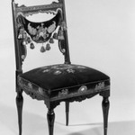 Side chair (one of a pair) Aesthetic Movement style with Moorish style embroidery (Rockefeller Room)
