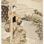 Two Girls on the Veranda Looking at the Moon