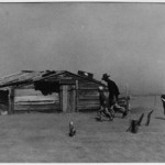 Farmer and Sons Walking in Dust Storm, Cimarron Co., Oklahoma
