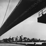 New York Harbor, Brooklyn Bridge Spanning the East River as Seen from Pier on Manhattan Side, November 1946