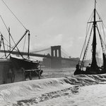 New York City, Seen from the Rear of Fulton Fish Market, Brooklyn Bridge in the Background, December 1947