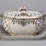Gravy Bowl with Attached Saucer and Cover