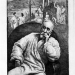 Puvis de Chavannes Seated Beneath His Painting: La Bois Sacre