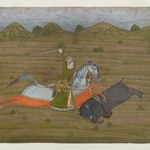 Prince Hunting Wild Boar (Miniature Painting)