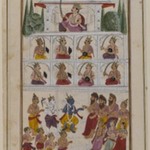 Krishna and Devotees before a Palace, Page from an Unidentified Hindu Manuscript