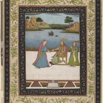A Woman is Served Fruit on a Terrace