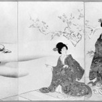 Ladies on a Terrace Watching Birds in the Snow