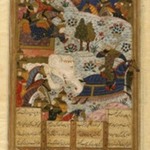 Rustam Lassoes the Khagan of China, Folio from a Manuscript of the Shah-Nama of Firdausi