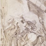 Illustration for Ariostos "Orlando Furioso": Orlando Leaves Paris in Disguise