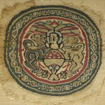 Complete Roundel in Tapestry Weave with Figure of a Personage in Chariot Drawn by Two Bulls