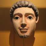 Life Size Painted Plaster Mask of a Man, from a Coffin or Cartonnage