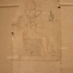Oblong Flake with Drawing of Osiris Seated on His Throne Within a Shrine