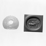 Stamp Seal: Recumbent Humped Bull with Tree and Leafy Branch