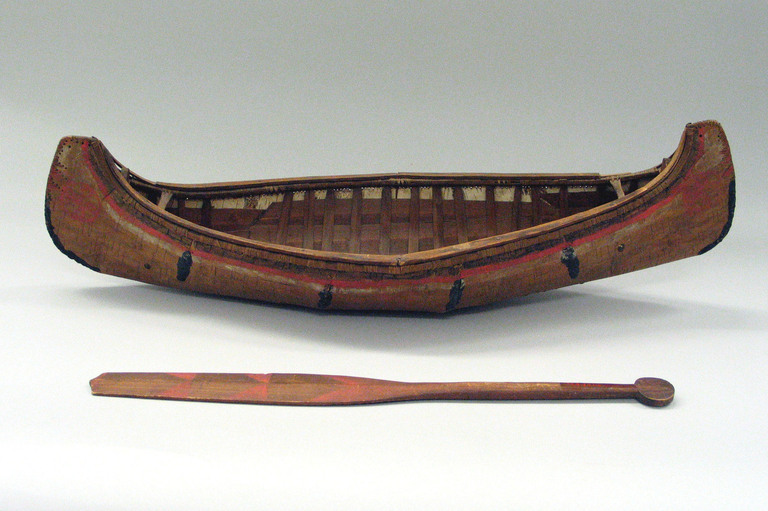 Collections: Arts of the Americas: Model of Dug-out Canoe and Paddle
