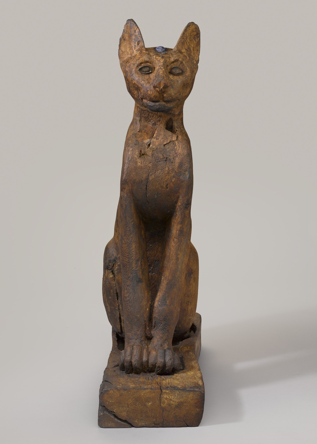 egyptian wooden cat statue